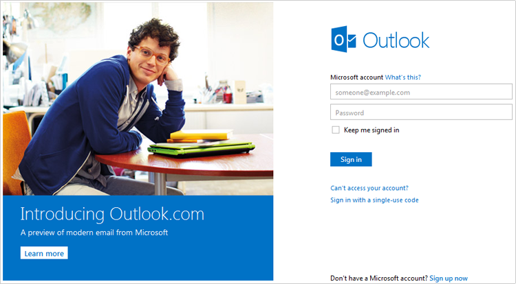 Outlook login page