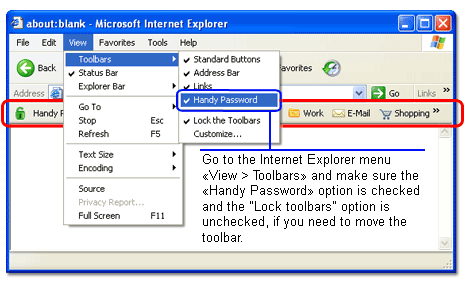 Handy Password browser toolbar