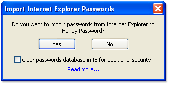 Passwords import window