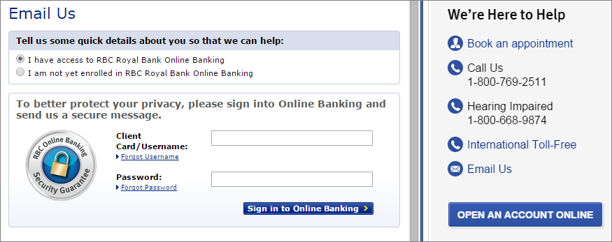 Royal Bank Login Help