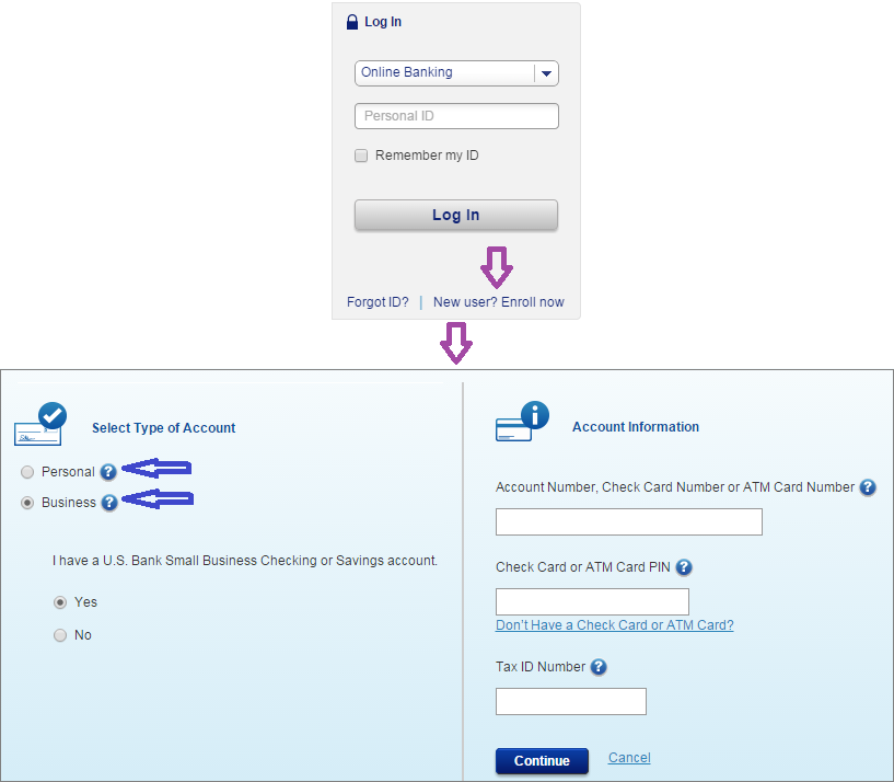 US Bank Login Enroll Type of Account