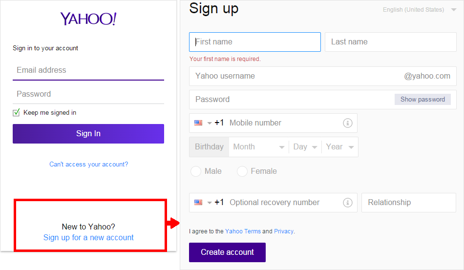 can t access yahoo account