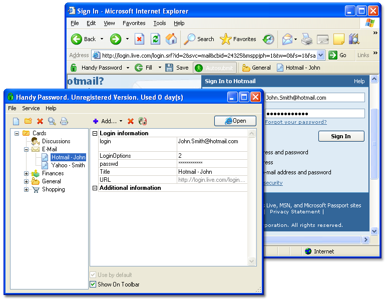 Handy Password manager screen shot