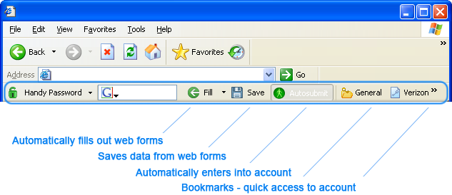 Handy Password Internet Explorer toolbar