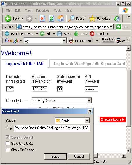 German Bank Online Saving Accounting Login: Sign In Automatically