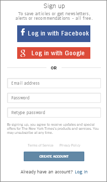 NYTimes Log in: Create Account