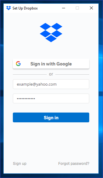 Dropbox Sign In with a Dedicated Utility