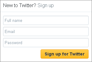Twitter Sign Up - Screenshot of Twitter website www.twitter.com Twitter Sign Up