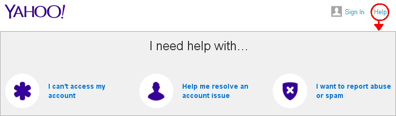 Yahoo Sign in Help - Screenshot of Yahoo website login.yahoo.com Yahoo Sign in Help