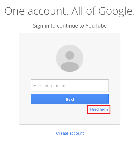 Forgot YouTube Password or Account - Screenshots of official website Google.com