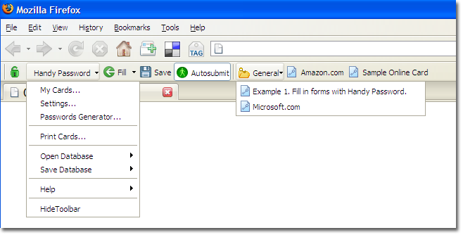 Handy Password Mozilla Firefox toolbar Handy Password Mozilla Firefox toolbar