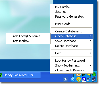 Opening database from tray menu Opening database from tray menu