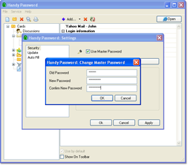 Form for changing Master Password