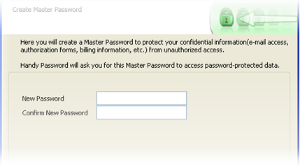 Create a Master Password to access password-protected data