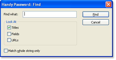 Search cards dialog window